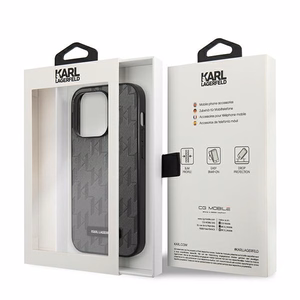 Karl Lagerfeld Saffiano Mono Metāla Logotips iPhone 14 Pro Max 6.7" Viedtālruņa apvalks - pelēka