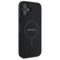 Guess Saffiano Classic Logo Magnētiskais viedtālruņa apvalks iPhone 16 - melns