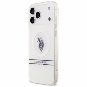 US Polo DH and Bottom Stripe Logo MagSafe Case for iPhone 17 Pro Max - White