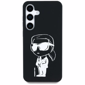 Karl Lagerfeld silikona grafiti Ikonik logotips ar magnētisko Samsung Galaxy S25 viedtālruņa apvalks melns