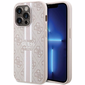 Guess 4G Printed Str Magnētiskais viedtālruņa apvalks iPhone 15 Pro - rozā