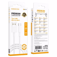 USB kabelis Borofone BX117 no USB-A uz USB-C 1,0 m, balts