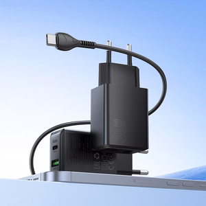 Lādētājs Hoco N71 30W GaN USB-C/USB-A + USB-C uz USB-C kabelis 1.0m melns