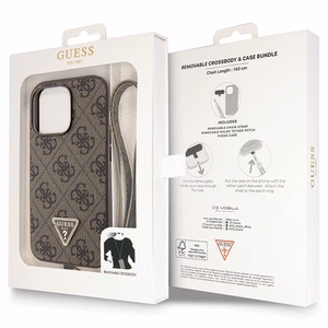 Guess GUHCP13LP4TDSCPW apvalks iPhone 13 Pro / 13 - brūns krustenisks 4G metāla logotips