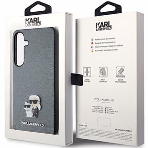Karl Lagerfeld KLHCS24MPSAKCMPG S24+ S926 cietais apvalks pelēks/pelēks Saffiano Karl & Choupette Metal Pin