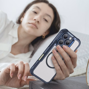 Viedtālruņa apvalks Magnētiskais silikona Līderu sērija iPhone 16 Pro Max (m) - zils