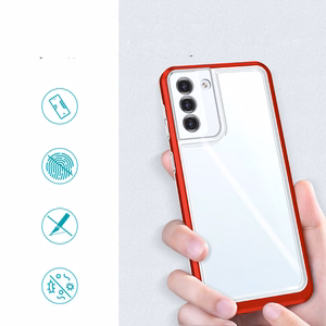 Прозрачный чехол 3in1 для Samsung Galaxy S22+ (S22 Plus) гелевый с рамкой красный