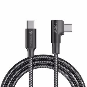 Kabelis USB C uz USB C Forcell F-Energy QC4.0 PD 5A 100W Cafule 90° 1,2 m CC-1Deg melns