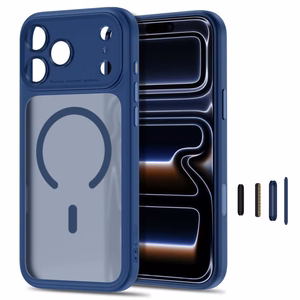 Tech-Protect MagPeak MagSafe CC maciņš, paredzēts iPhone 18 Pro Max / 17 Pro Max, matēti tumši zils