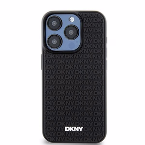 DKNY 3D Gumijas apvalks ar atkārtotu rakstu iPhone 15 Pro Max - melns