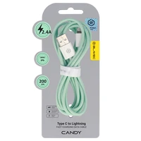 Blavec Kabelis Candy pīnīts - USB uz Lightning - 2,4A 2 metres Apple CarPlay (CCA-UL24GN20) zaļš