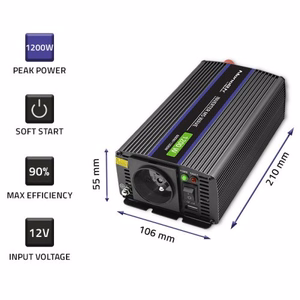 Qoltec Monolith barošanas adapteris / invertors Auto/iekštelpu 600 W melns
