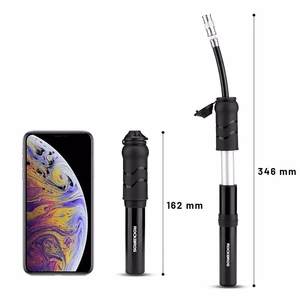Rockbros 810PCS-HP mini rokas velosipēda pumpis ar Presta un Schrader šļūteni, melns