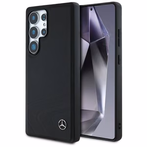 Mercedes Ādas Horizontālas iespiestas izliekumi Magnētiskais apvalks Samsung Galaxy S25 Ultra - melns
