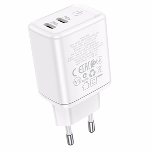 Borofone Sienas lādētājs BN9 Reacher - 2xType C - QC 3.0 PD 35W balts