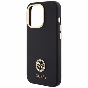 Guess silikona Logo Strass 4G viedtālruņa apvalks iPhone 15 Pro Max - melns