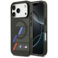 BMW M IML metāla pogas trīskrāsu līnijas magnētiskais viedtālruņa apvalks iPhone 17 Pro - melns