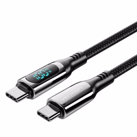 Vention Cotton Braided USB 2.0 C Male to C Male 5A Cable With LED Display 1.2M melns Zinc Alloy Type