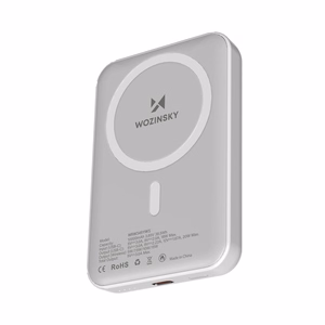 Wozinsky WRW349YWS 10000 mAh Magnētiskais Portatīvais lādētājs (m) - balts