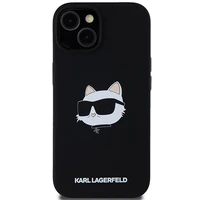 Karl Lagerfeld Silikona Choupette Head Magnētiskais viedtālruņa apvalks iPhone 15 Plus / 14 Plus – melns