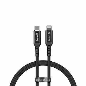 Crong Armor Link MFi USB-C–Lightning kabelis, 1.5 m, 3 A, melns
