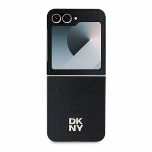 DKNY Viedtālruņa apvalks Samsung Galaxy Z Flip6 ar atkārtojošu Stack Logo dizainu – melns