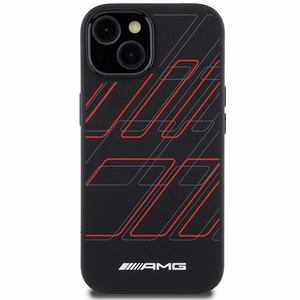 AMG silikona lielo rombu raksta magnētiskais viedtālruņa apvalks iPhone 15/14/13 - melns