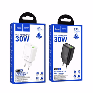 Lādētājs viedtālrunim Hoco USB A + USB C QC3.0 PD 3A 30W N63 melns