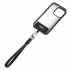 Audi universāla tālruņa siksniņa 28cm 10mm ādas melna AU-HSLSL-GT/D1-BK