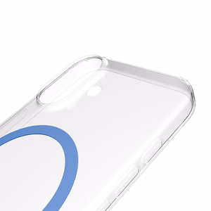 Чехол Puro Lite Mag TPU+PC совместимый с MagSafe для iPhone 17 - прозрачный с синим кольцом