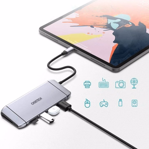 Choetech 9in1 daudzfunkcionāls USB Type C centrmezgls - 3x USB 3.2 Gen 1 / SD un TF atmiņas karšu lasītājs / HDMI 4K 30Hz / VGA Full HD 60Hz / USB Type C / RJ45 pelēks (HUB-M15 pelēks)