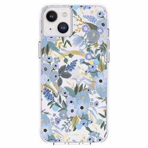 Rifle Paper Clear MagSafe vāciņš ierīcei iPhone 14 Plus, ar “Garden Party Blue” rakstu