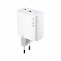 Forever TC-06-65CC GaN PD QC lādētājs 2x USB-C 65W balts