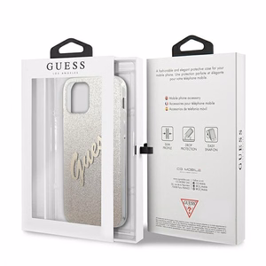 Guess GUHCP12SPCUGLSGO iPhone 12 mini 5.4" zelta/zelta cietais apvalks Glitter Gradient Script
