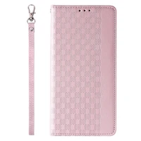 Magnētiskais siksniņas viedtālruņa apvalks iPhone 14 Plus ar atveramu vāciņu, maku, mini siksniņu un statīvu, rozā