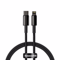 Baseus kabelis Tungsten PD USB-C - Lightning 1,0 m melns 20W