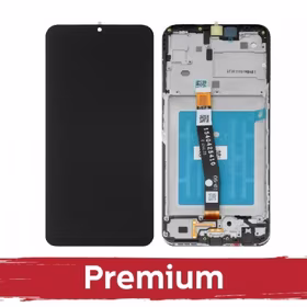 LCD displejs saderīgs ar Samsung A226 A22 5G melns ar rāmi OEM