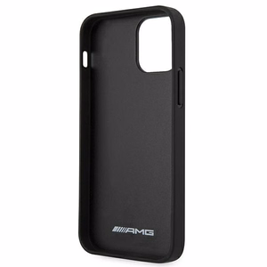 AMG ādas apvalks ar karsto zīmogu iPhone 12 Pro Max - melns