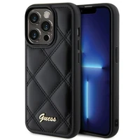 Guess Quilted Metal Logo viedtālruņa apvalks iPhone 15 Pro Max - melns