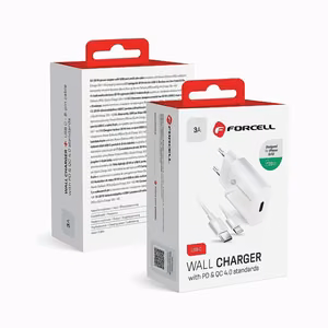 Phone charger Forcell F-Energy USB C QC4.0 PD 3A 20W + USB C to Lightning cable TFK-TC-20WPD white