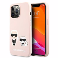 Karl Lagerfeld silikona viedtālruņa apvalks Ikonik Karl & Choupette MagSafe iPhone 13 Pro / iPhone 13 – gaiši rozā