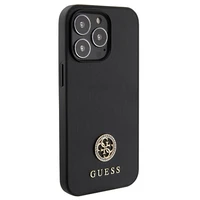 Guess GUHCP13XPS4DGPK iPhone 13 Pro Max 6.7" melns cietais viedtālruņa apvalks ar Strass metāla logotipu
