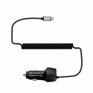 FORCELL F-ENERGY Carbon CC50-1AC automašīnas lādētājs USB A ar kabeli Type C PD QC3.0 3A 38W melns