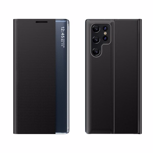 Jaunais Sleep viedtālruņa apvalks Samsung Galaxy S24 FE ar atveramu vāku un statīvu - melns