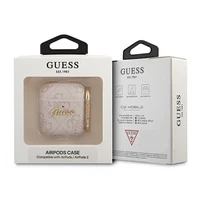 Guess 4G Script Metal Collection viedtālruņa apvalks AirPods 1 / 2 - Rozā