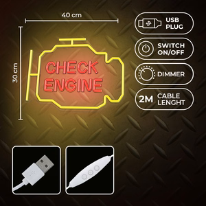 Neon PLEXI LED CHECK ENGINE dzeltens sarkans NNE21 Neolia