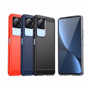 Viedtālruņa apvalks Xiaomi Poco F4 5G - oglekļa šķiedras silikona apvalks melns