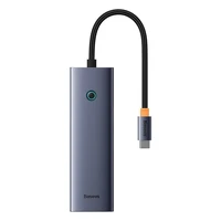 6in1 Hub Baseus UltraJoy USB-C uz HDMI4K@30Hz1+3xUSB 3.0+PD+RJ45 (kosmiskais pelēks)