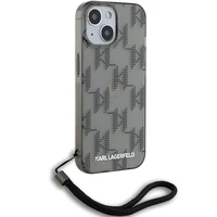 Karl Lagerfeld IML Mono KL Pattern & Cord viedtālruņa apvalks iPhone 15 / 14 / 13 - melns