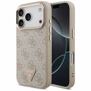 Guess 4G trīsstūra logotipa Magnētiskais apvalks iPhone 17 Pro - rozā un zelts